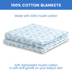 Delta Children 100% Cotton Muslin Baby Receiving Blankets for Girls and Boys – 47x47 Inches (Pack of 2), Blue Botanicals