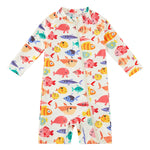 Baby Boy Swimsuit Rash Guard Shirts Toddler Boy Swimwear Full Zipper UPF 50+ Sun Protection Infant One Piece Bathing Suit (Many Fish, 2-3 Years)