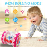 WSJKPA Baby Toys Carousel Rotating Light Up Infant Toys, Musical Crawling Toy for Toddlers (Pink, 18+ Months - 3 Years, 2 AA Batteries)