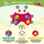 SURDOTE Ladybug Baby Light Up Toys with Rattle Led Light Music, Interactive Educational Fine Motor Development Toy for 3-6-12-18-24 Months Baby Toddler - Red