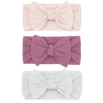 Baby Bling Bows - Newborn to Little Baby Girl Bows, 3PK CLASSIC KNOT Nylon Super Soft Stretchy Toddler Headbands, Perfect Hair Accessories Head Bands for Infant Kids, Made in the USA
