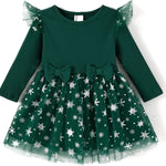 PATPAT Baby Girl Dress Christmas Winter Toddler Birthday Party Tulle Long Sleeve Tutu Dresses 3-24 Months Clothes