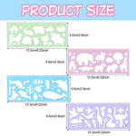 Ymapinc 4Pcs Kids Stencils for Drawing, Clear Ruler Animal-Shaped Stencils Drafting Tools Plastic Measuring Templates Rulers for Office School Drawing Supplies