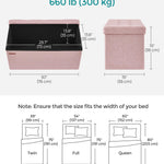SONGMICS Mazie Collection - 30 Inches Folding Storage Ottoman Bench, Ottoman Foot Rest, End of Bed Bench, Storage Chest, Load 660 lb, for Living Room, Bedroom, Entryway, Jelly Pink ULSF047R11