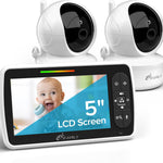 iFamily Baby Monitor - Large 5" Screen with 30Hrs Battery Life - Remote Pan-Tilt-Zoom;No WiFi, Two-Way Audio, Night Vision, Temperature, Lullabies, 960ft Long Range Baby Monitor with Camera and Audio