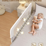Baby Bed Rail Guard, 59in Thickened Toddler Bed Rail for Toddlers, Extral Tall Swing Down Kids Child Safety Side Railing Guards/Rails for Twin, Full, Queen, King Bunk Size Bed, White/Grey, 27”H
