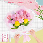 600PCS Pipe Cleaners Craft, Pipe Cleaner Bulk Flower Kit, 6 Colors Chenille Stems Flower Making Kit with Floral Wires, Gardening Tape, Stamen, Floral Wrapping Paper & Ribbon for Art and Craft Supplies