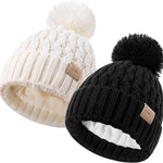 Baby Beanie Hats with 2-Pack,Warm Winter Hats for Boys and Girls,Infant Fleece Lined Toddler Baby Hats for 0-36 Month