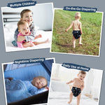 babygoal Reusable Charcoal Cloth Diapers with Double Gussets, 3 Pack Washable Baby Pocket Diapers with 3pcs Charcoal Inserts and Wet Dry Bag(Space,Moon,Star,Rocket)