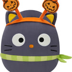 Halloween-themed plush toy with cat ears and pumpkin designs on a white background
