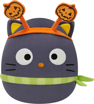 Halloween-themed plush toy with cat ears and pumpkin designs on a white background