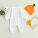 Ledy Champswiin 2Pcs Neutral Outfits Newborn Baby Boy Girl Pumpkin Romper Jumpsuit My 1st Halloween Clothes with Hat