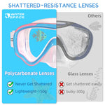 Water Space 2 Packs Swimming Goggles Swim Googles for Kids Toddler Girls Boys Youth 6-14 3-6 4-7, Swimming Goggles with Nose Cover Anti Fog 180°Clear Snorkel Mask No Leak Pool Underwater Goggles