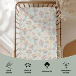 Pastel Floral Bows Baby Crib Sheets for Boy Girl 28"x52" Preppy Floral Pink Blue Bows Soft Snug Fitted Crib Mattress Covers Boho Flowers Spring Summer Baby Sheet Fits Crib & Toddler Bed Mattresses