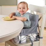 Summer by Bright Starts Pop 'N Sit Portable Booster Chair, Floor Seat, Indoor/Outdoor Use, Compact Fold, Grey, 6 Mos - 3 Yrs