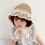 pureborn Baby Girl's Straw Hat Wide Brim Sun Protection Hat Summer Beach Hat with Chin Strap for Infant Girl 6-24 Months Khaki