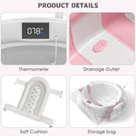Collapsible Baby Bathtub for Newborn to Toddler 0-36 Months,Spacious Foldable Infant Bath Tub with Thermometer,Cushion & Drain Hole,Portable Travel Tub, Baby Shower Gift Pink