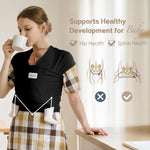 Shiaon Baby Wrap Carrier, Baby Carrier Wrap Newborn(7-35lbs), Cotton Baby Sling Carriers Wearing Wrap Hands Free, Cozy Newborn Wrap One Size Fits All, Black