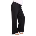 Motherhood Maternity Women's Under The Belly Wide Leg Pregnancy Lounge Sweatpants with Drawstring, Black, Large