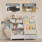HAVLOTII Kids Bookshelf and Toy Storage - Kids Book Shelf for Kids Rooms, Toddler Bookshelf Baby Bookcase for Nursery, Montessori Toy Organizer, White