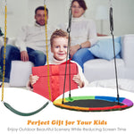 Costzon 2-Pack Kids Swing Combo Set with Swing Seat and Saucer Tree Swing, Swing Seat with Heavy-Duty Steel Chain, Adjustable Hanging Rope, Saucer Tree Swing for Outdoors, Playground