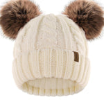 FURTALK Toddler Warm Winter Hat Kids Baby Knitted Soft Beanie with Double Faux Fur Pom Poms for Girls Boys
