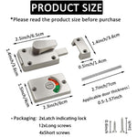 2Pcs Latch Indicating Lock,Latch Indicator Bolt,Privacy Partition Indicator Lock with Occupancy Indicator,Toilet Public Toilet Bathroom Stall Door Latch Lock (Silver,2pcs)