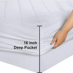 Utopia Bedding Quilted Fitted Mattress Pad, Queen Size, Elastic Fitted Mattress Topper Protector and Cover Stretches up to 16 Inches Deep, Machine Washable (White)