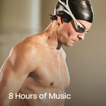 SHOKZ OpenSwim - MP3 Waterproof Headphones for Swimming - Not Bluetooth Compatible - Built-in MP3 Player with Storage for 1200 Songs - Open-Ear Wireless Headphones, with Nose Clip and Earplug (Black)