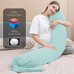 MOON PARK Pregnancy Pillow - Incredibly Smooth and Soft Cooling Cover I Shaped Full Body Maternity Pillow with Removable Cover - Support for Side, Back, Legs, Belly, HIPS - Turquoise