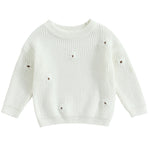 Mubineo Baby Girl Winter Clothes Cute Flower Sweater Crewneck Pullover Long Sleeve Knit Newborn Infant Sweaters (US, Age, 12 Months, 18 Months, Cream White)