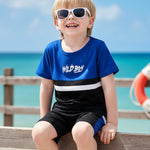 Kucnuzki 2T Boys Clothes Toddler Little Boy Clothes Short Sleeve T-Shirt Tops Blue Shorts Set 2PC Toddler Boys Summer Outfits 2-3T Childrens Boys Clothes