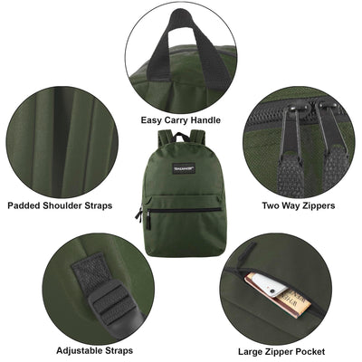 Trail maker Classic 17 inch Backpacks with Adjustable Padded Straps | School Backpacks for Girls, Boys (Green)