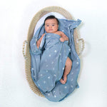 aden + anais Comfort Knit Baby Swaddle Blanket for Newborn Girl and Boy, Super Soft Cotton with Spandex, Versatile Stroller Cover, Burp Cloth, Nursing Shield, 47 x 47 Inch, Blue Moon
