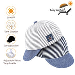 Baby Boy Baseball Cap Striped Sunhat Letter Sun Protection Hat,Sun Hat for Baby Boy and Baby Girl (Gray Black, 2pcs)