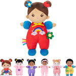 OUOZZZ Soft Baby Doll for Girls - My First Baby Doll Birthday Gifts for Girls Plush Rag Dolls Tulip Pink Dress Toy for Toddlers Kids Infants 10"