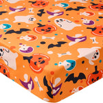 Halloween Baby Crib Sheets for Boys Girls 52 x 28 Inches Pumpkin Fitted Crib Sheet for Standard Crib and Toddler Mattress,Baby Sheet Newborn Bedding Nursery Mattress Cover,Purple