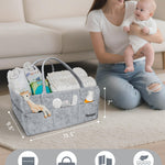 Feagar Baby Diaper Caddy Organizer, 15 Inch Large with 8 Pockets & 2 Dividers, Portable Nursery Storage Basket & Car Organizer for Changing Table, Travel (Grey)