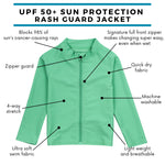 SwimZip UPF 50+ Long Sleeve Rash Guard for Boys and Girls - Baby, Toddler, Kids Light Jade