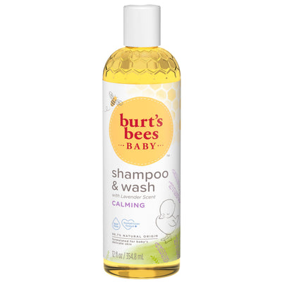 Burt's Bees Baby shampoo and wash bottle on a white background