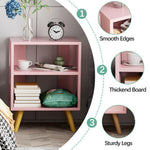Aenuert Night Stand, Pink Kids Nightstand, Modern End Table with Open Storage, 2-Tier Nursery Bedside Table for Small Space, Living Room, Bedroom