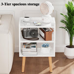 LUCKNOCK Night Stand, White Bedside Table, Modern End Table with Open Storage, Small nightstand for Small Space, Living Room, Bedroom, Kids Room, Dorm.
