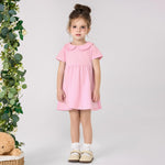 pureborn Baby Girl Pique Dress Peter-pan Collar Short Sleeve Cotton Playwear Dresses Summer Outfit Pink 12-18 Months