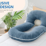 INSEN Pregnancy Pillows, Multi-use Maternity Pillows for Sleeping and Nursing, Sit up Pillow for Adults (Blue)