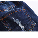 KIDSCOOL SPACE Baby Girl Boy Jeans,Little Kid Elastic Waist Ripped Denim Pants,Blue,6-12 Months
