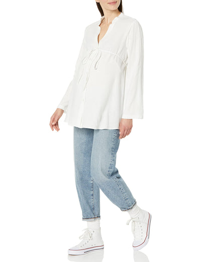 GAP Womens Linen Tie Top Optic White L