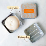 Babo Botanicals Shampoo Solid Bar 2-1 Holder, Travel Case with Lid, Shower Tray with Draining Layer; Aluminum Case for Shampoo or Soap, TSA