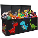 Mabahoo Extra Large Toy Box Chest, Collapsible Sturdy Kids Storage Organizer Bins with Lids, Black Dinosaur Toy Chest for Boys Girls, 40"x16"x16" Toy Storage Bin Boxes for Playroom Bedroom Nursery