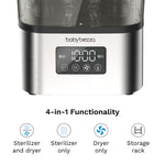 Baby Brezza 10 Minute SuperQuick Bottle Sterilizer + Dryer - Large 8 Bottle Capacity - Steam Sanitization – Universal Fit for All Bottles: Plastic + Glass + Pacifiers + Breast Pump Parts, Stainless