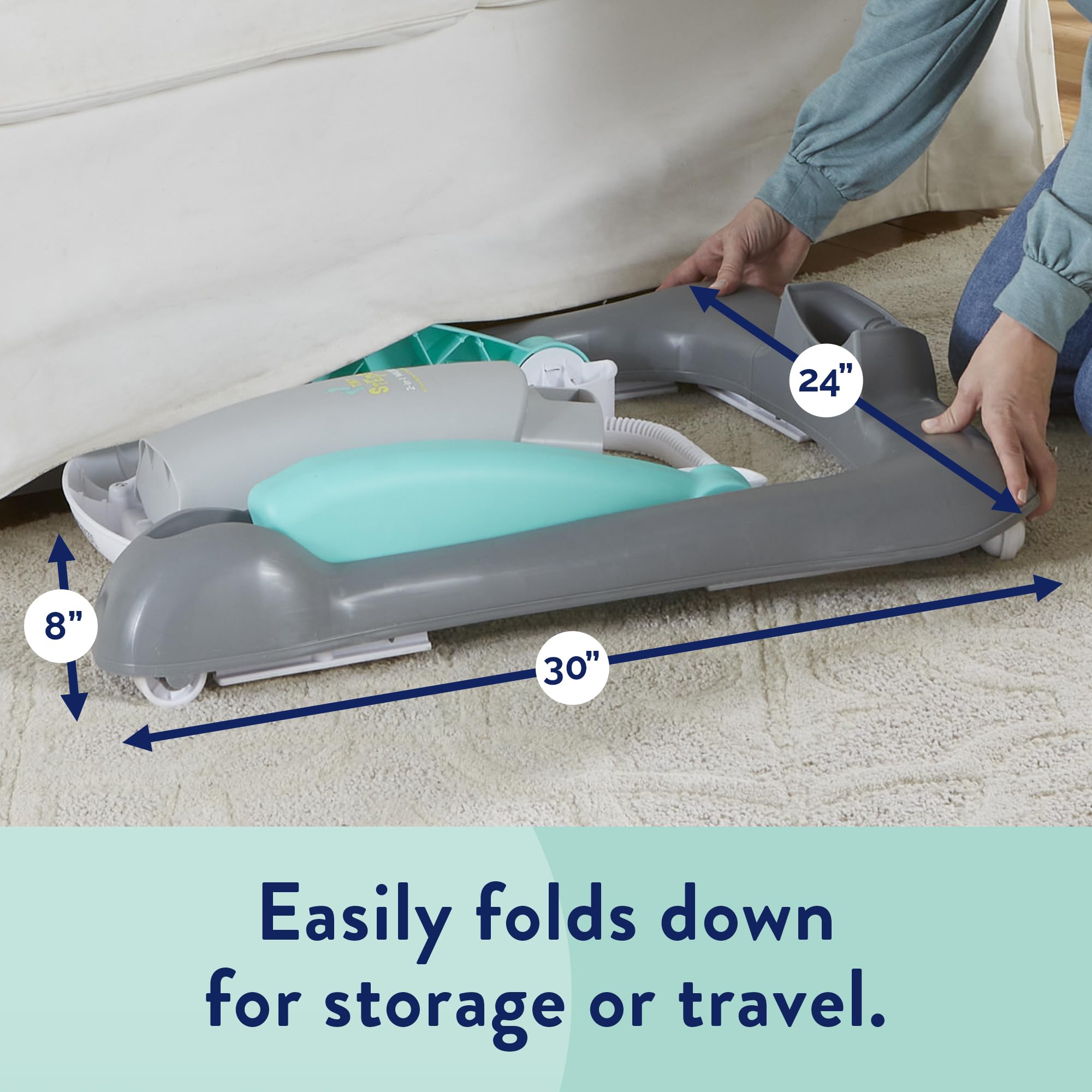 Kolcraft Tiny Steps 2 in 1 Foldable Infant and Baby Walker with Wheels, Seated or Walk Behind Activity Center, Entertaining Developmental Activities for Boys and Girls, Wide Base Sturdy Frame, Bubbles